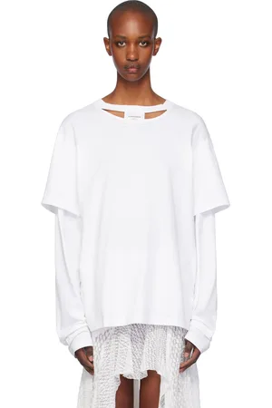 pushBUTTON T-shirt blanc en jersey à manches étagées - HUMANSWEAR