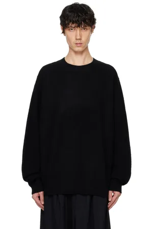 RAINMAKER KYOTO Pull noir à col ras du cou et à manches raglan modifiées