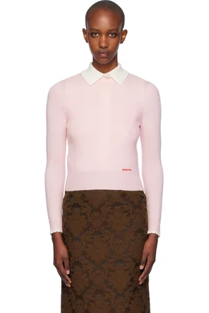 Shushu/Tong Pull rose en tricot à encolure arrondie