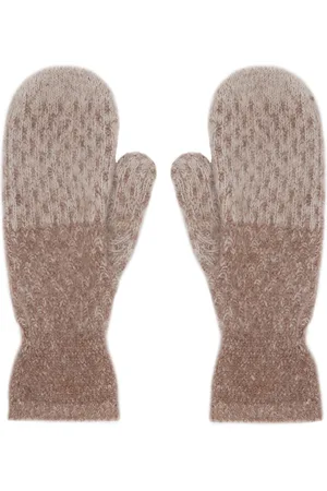 Holzweiler Mitaines beige et rose en tricot à effet délavé - Tine
