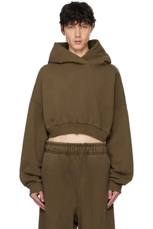 Entire Studios Pull à capuche écourté épais brun