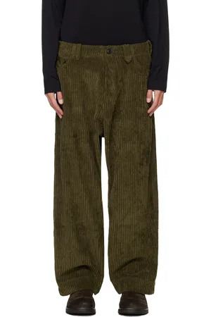 JAN JAN VAN ESSCHE Pantalon vert en velours à côtes larges - O-Project