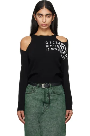 Maison Margiela Pull noir à découpes