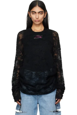 Maison Margiela Pull noir en tricot transparent