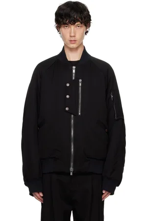 DEVOA Blouson aviateur noir en laine