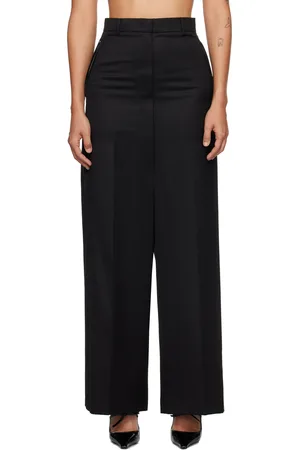 pushBUTTON Pantalon ample noir à coutures extérieures repliées