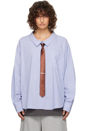 pushBUTTON Chemise bleue à empiècement de style t-shirt