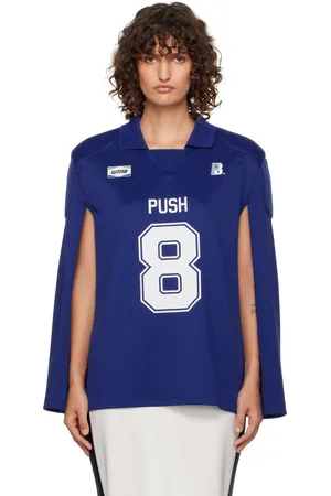 pushBUTTON Polo de style cape bleu en jersey