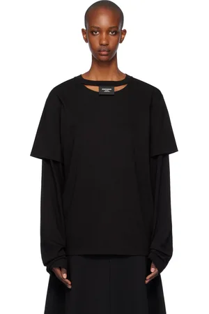 pushBUTTON T-shirt noir en jersey à manches étagées - HUMANSWEAR