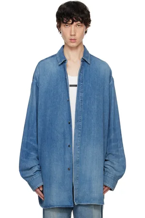 FEAR OF GOD Chemise bleue en denim à bavolet