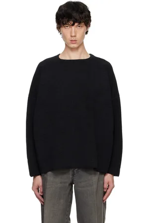 FEAR OF GOD Pull noir en tricot de style ottoman à encolure arrondie