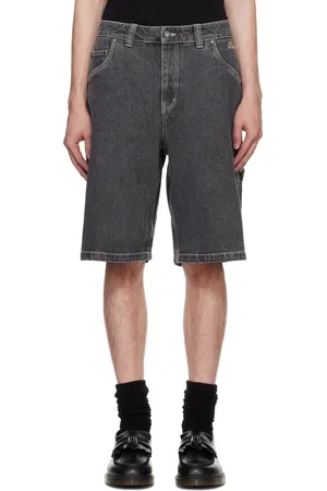 DIME Short noir en denim à logo