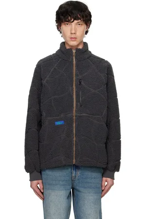 DIME Blouson gris en sherpa à points de recouvrement