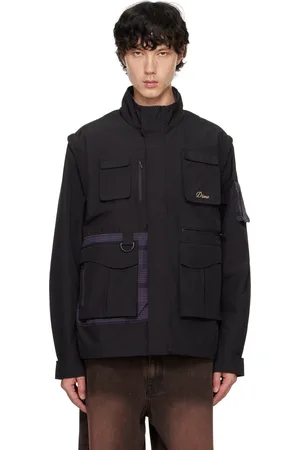DIME Blouson de pêche noir à manches amovibles à glissière