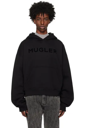 MUGLER Pull à capuche noir à logo