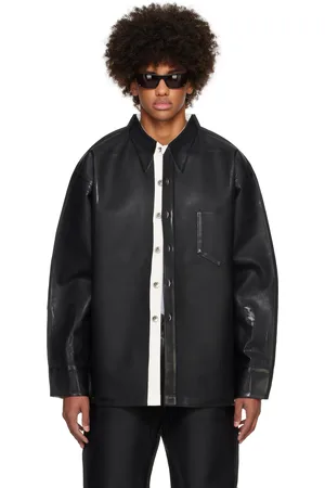 KARMUEL YOUNG Chemise carrée noire à effet trompe l