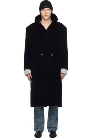 FEAR OF GOD Manteau noir en chevron à col en Y