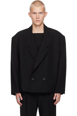 FEAR OF GOD Veston écourté noir en gabardine de laine