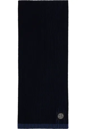 Stone Island Écharpe bleu marine en tricot à écusson