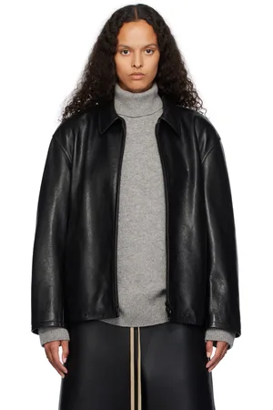 FEAR OF GOD Blouson motard noir en cuir