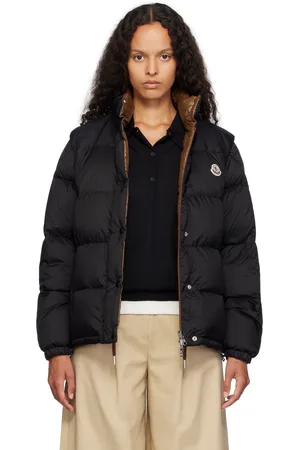 Moncler Blouson court réversible Verone noir et brun rembourré en duvet