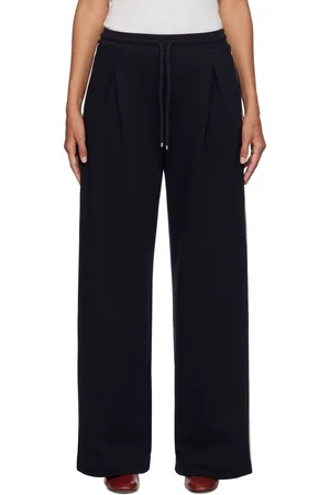 Max Mara Pantalon de détente bleu marine à coutures incurvées