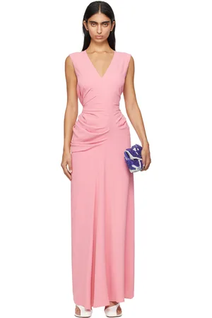 DRIES VAN NOTEN Robe longue drapée rose