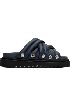 TOGA VIRILIS Sandales rembourrées bleu marine en cuir