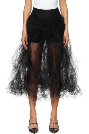 VALENTINO Jupe midi Illusione noire en tulle