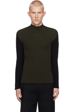 Courrèges Col roulé contrasté brun et noir en tricot côtelé