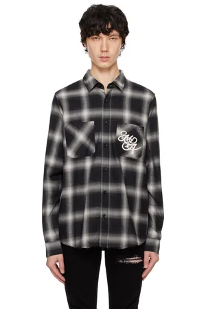 AMIRI Chemise noire en flanelle à monogramme modifié