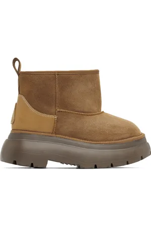 R13 Bottes brun clair à semelle épaisse et à intérieur en peau retournée