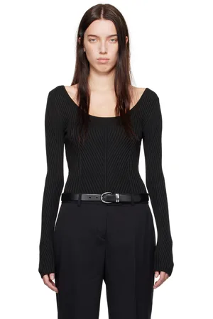 Calvin Klein Haut noir en tricot côtelé de viscose - Halo