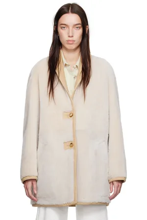 Calvin Klein Manteau beige en peau retournée - Halo