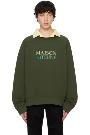 Maison Kitsuné Pull molletonné surdimensionné vert à logo dégradé