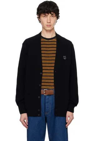 Maison Kitsuné Cardigan noir à coupe classique et à écusson à logo de renard