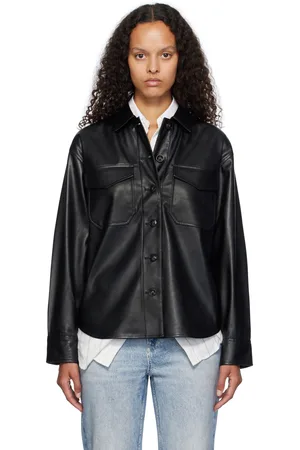 RAG&BONE Chemise Camilla noire en cuir synthétique