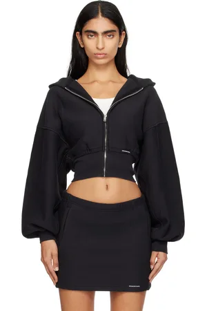 Alexander Wang Pull à capuche écourté noir à glissière