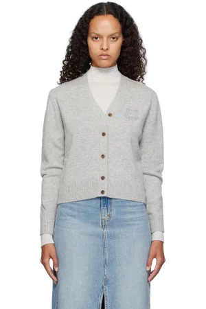 Maison Kitsuné Cardigan écourté gris à logo de renard brodé