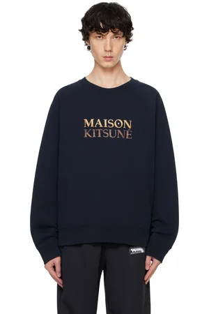 Maison Kitsuné Pull molletonné surdimensionné bleu marine à logo dégradé
