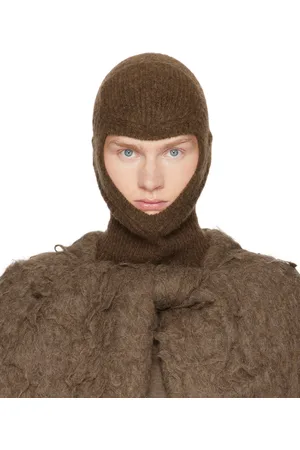Rick Owens Passe-montagne Skull brun en tricot d