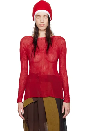 Issey Miyake T-shirt Twist 2 rouge en crêpe chiffon