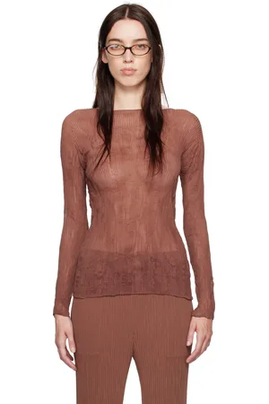 Issey Miyake T-shirt Twist 2 brun en crêpe chiffon