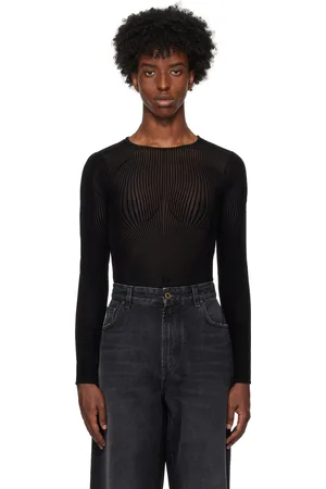 Jean Paul Gaultier T-shirt noir à rayures fines Morphing