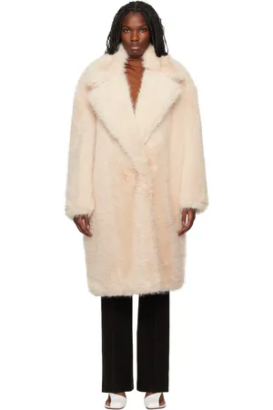 Sportmax Manteau rose en fourrure synthétique à revers tailleur