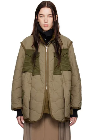 SACAI Manteau matelassé kaki en tissu antidéchirures