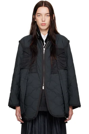 SACAI Manteau matelassé bleu marine et noir en tissu antidéchirures