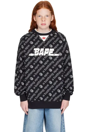 BAPE Enfant | Pull noir à motif à logos et à col ras du cou étagé avec étoile emblématique