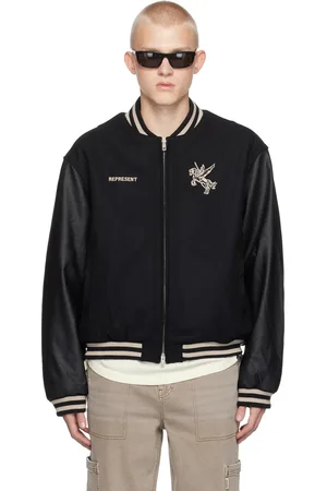 Represent Blouson aviateur de style teddy noir en laine à logo