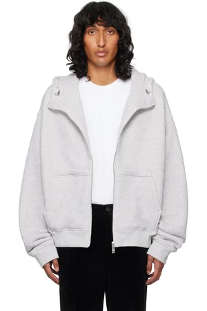 WOOYOUNGMI Pull à capuche gris à col montant
